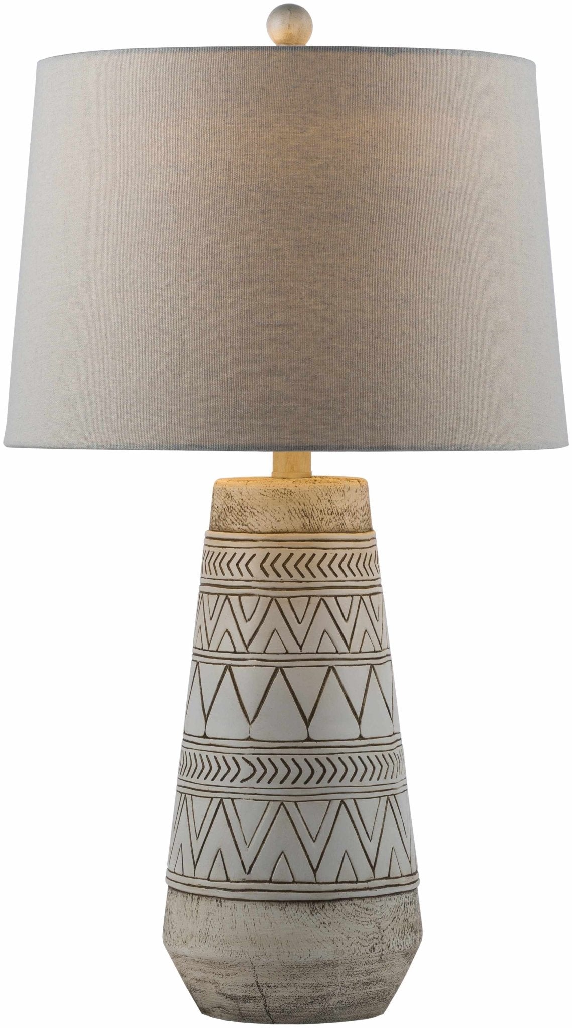 Tan and Cream Resin Lamp with White Linen Table Lamp - Quahog Bay Bedding