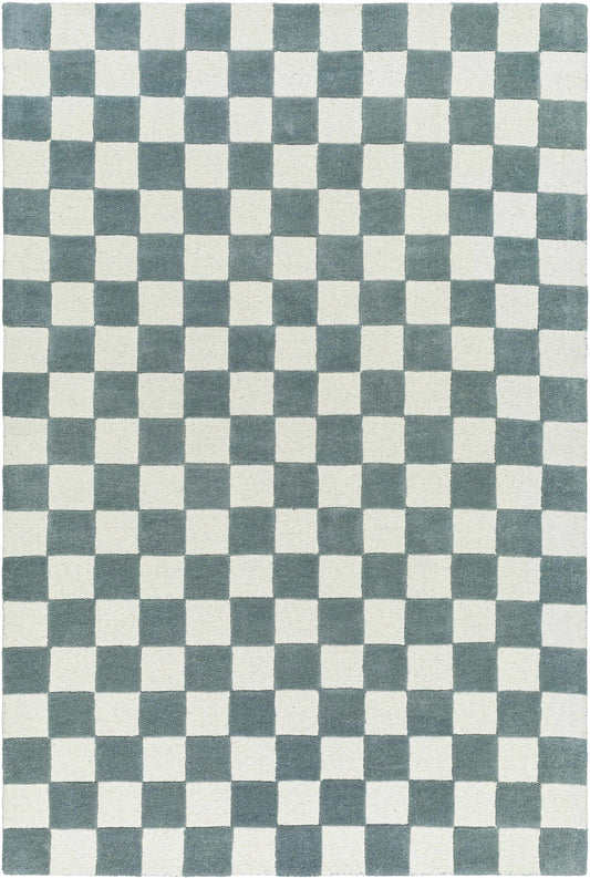 Timin Blue Gray Checkered Area Rug