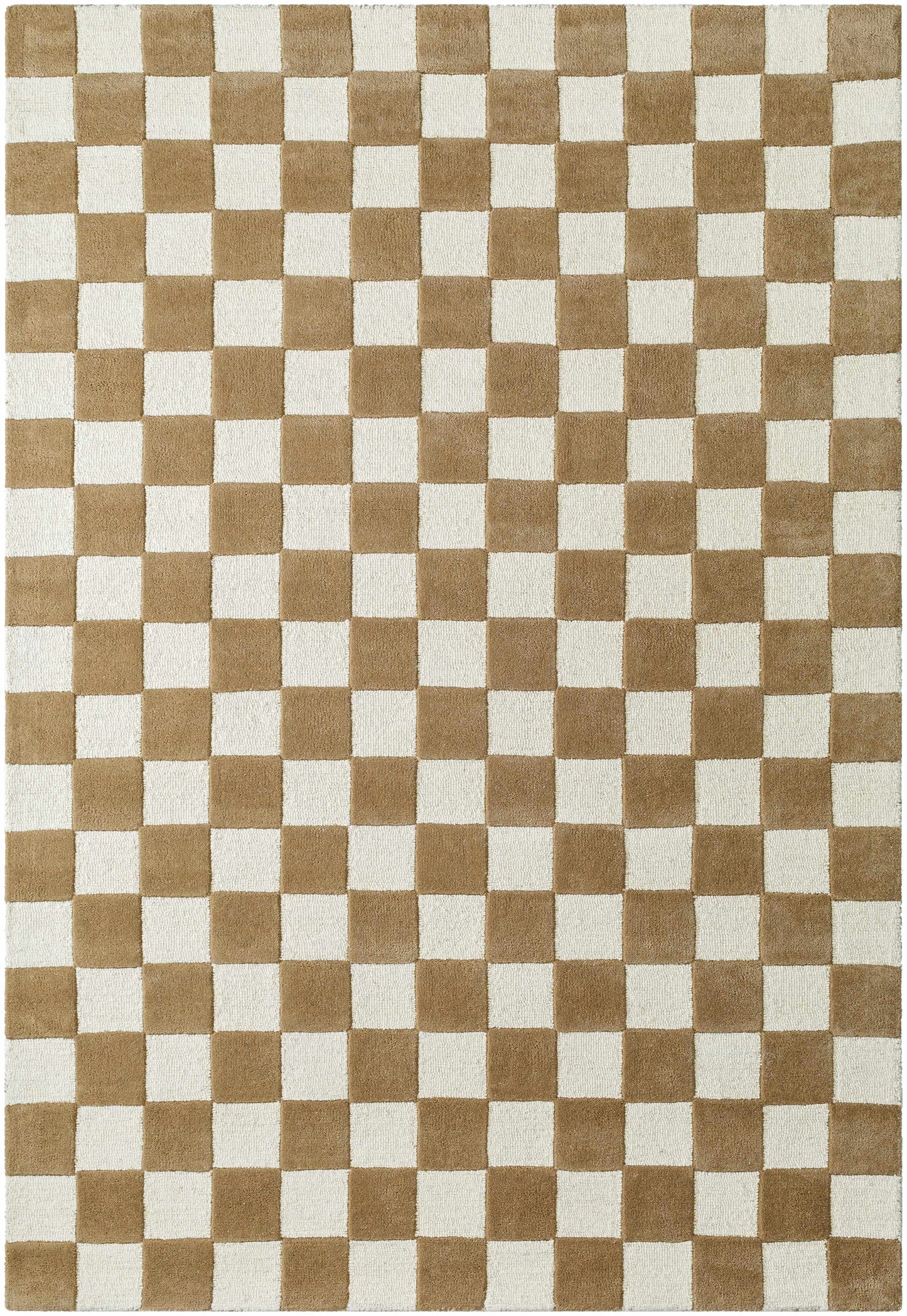 Timin Brown Checkered Wool Area Carpet