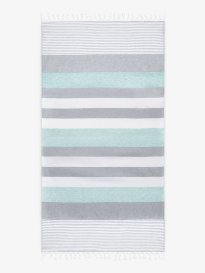 Teal & Gray Cape Cod Turkish Towel - Quahog Bay Bedding