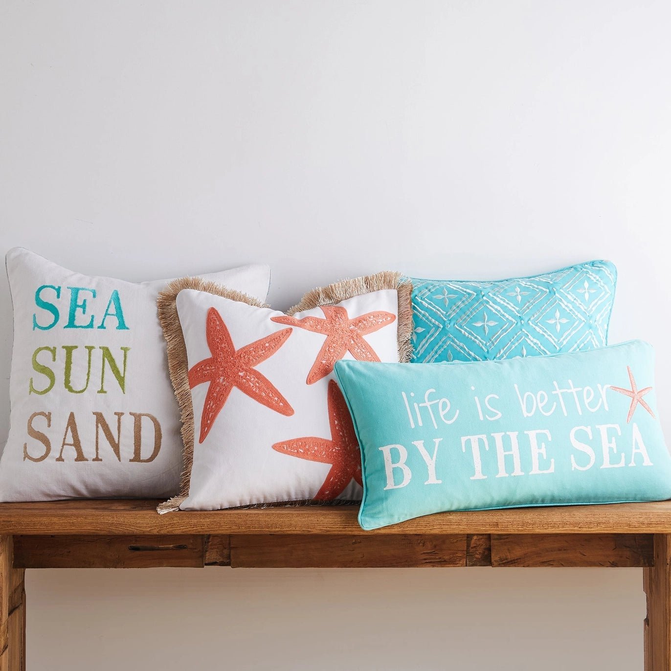 Teal Life Is Better By the Sea Pillow - Quahog Bay Bedding