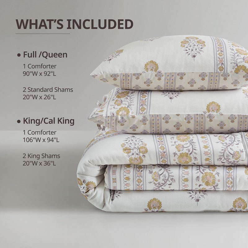 Thalia Vintage Bohemian Reversible Comforter Set | 3-Piece | Blush/Gold - Quahog Bay Bedding