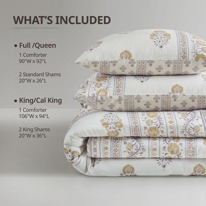 Thalia Vintage Bohemian Reversible Comforter Set | 3-Piece | Blush/Gold - Quahog Bay Bedding