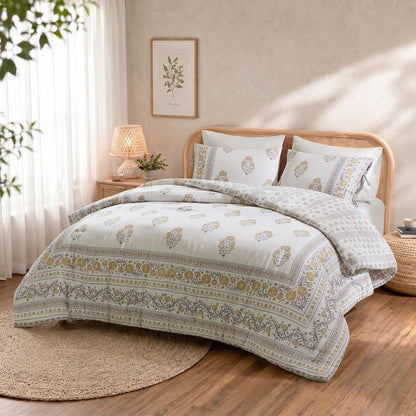 Thalia Vintage Bohemian Reversible Duvet Cover Set | 3-Piece | Blush/Gold - Quahog Bay Bedding
