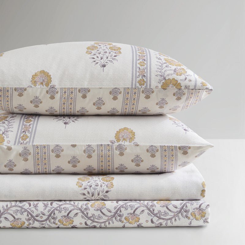 Thalia Vintage Bohemian Reversible Duvet Cover Set | 3-Piece | Blush/Gold - Quahog Bay Bedding