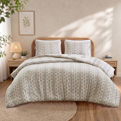 Thalia Vintage Bohemian Reversible Duvet Cover Set | 3-Piece | Blush/Gold - Quahog Bay Bedding