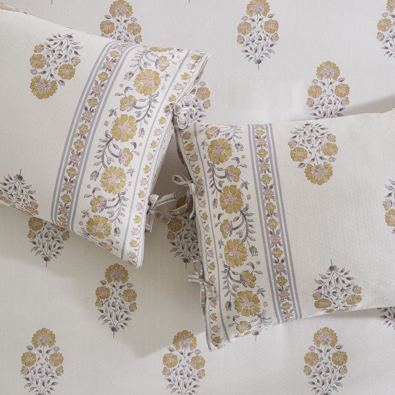 Thalia Vintage Bohemian Reversible Duvet Cover Set | 3-Piece | Blush/Gold - Quahog Bay Bedding