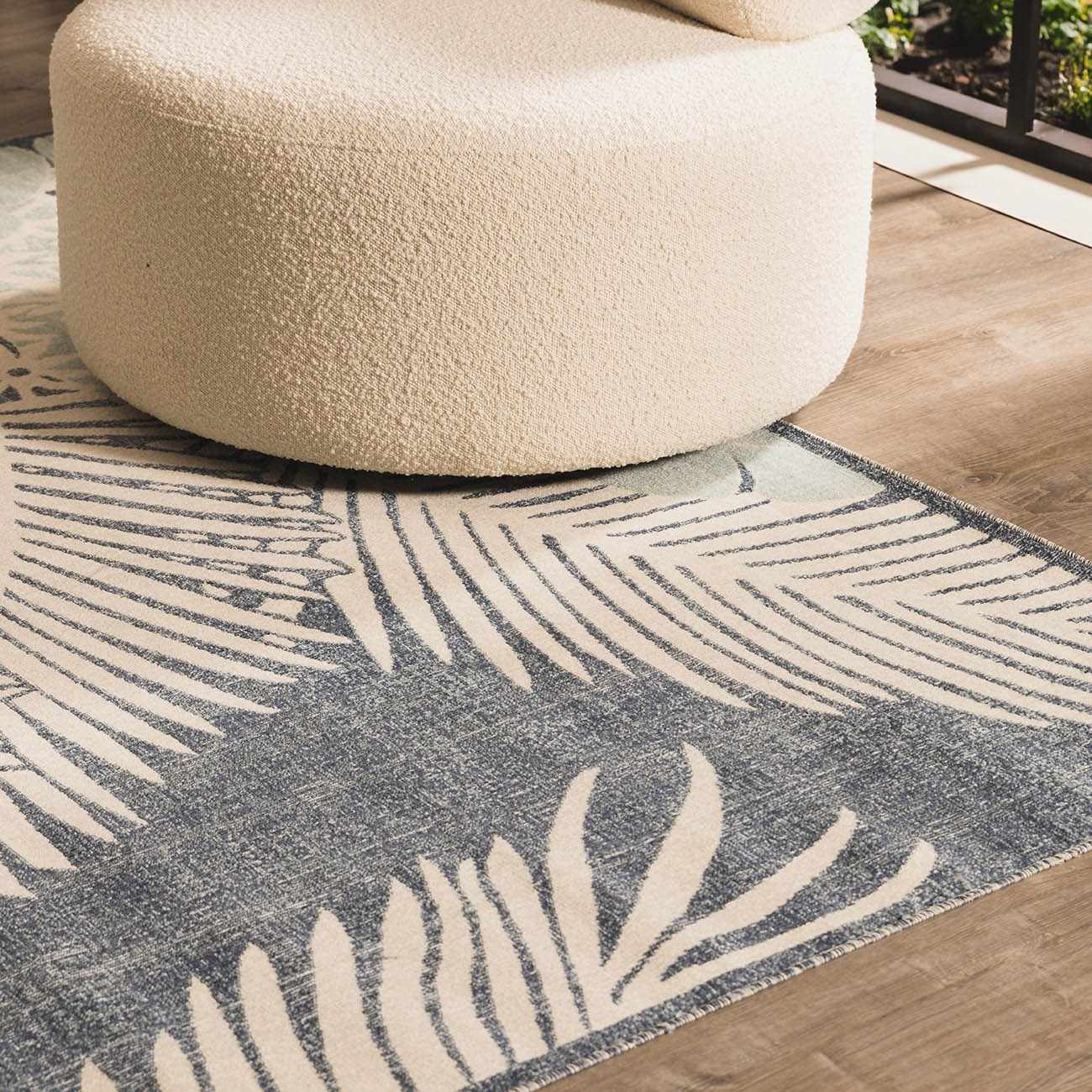 Thebarton Coastal Blue Palm Area Rug - Quahog Bay Bedding