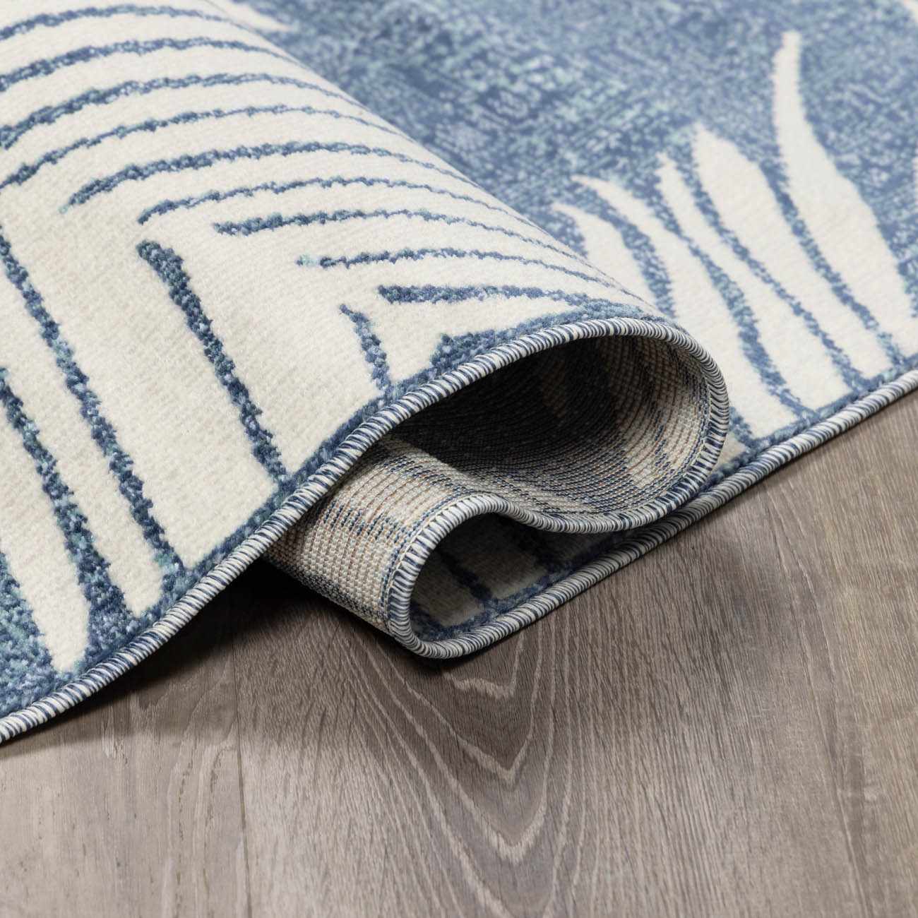 Thebarton Coastal Blue Palm Area Rug - Quahog Bay Bedding