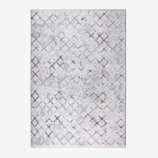 Thrive Beige Machine Woven Rug - Modern, Stain Resistant, Chenille Cotton Rugs, Non-Slip Base - Quahog Bay Bedding