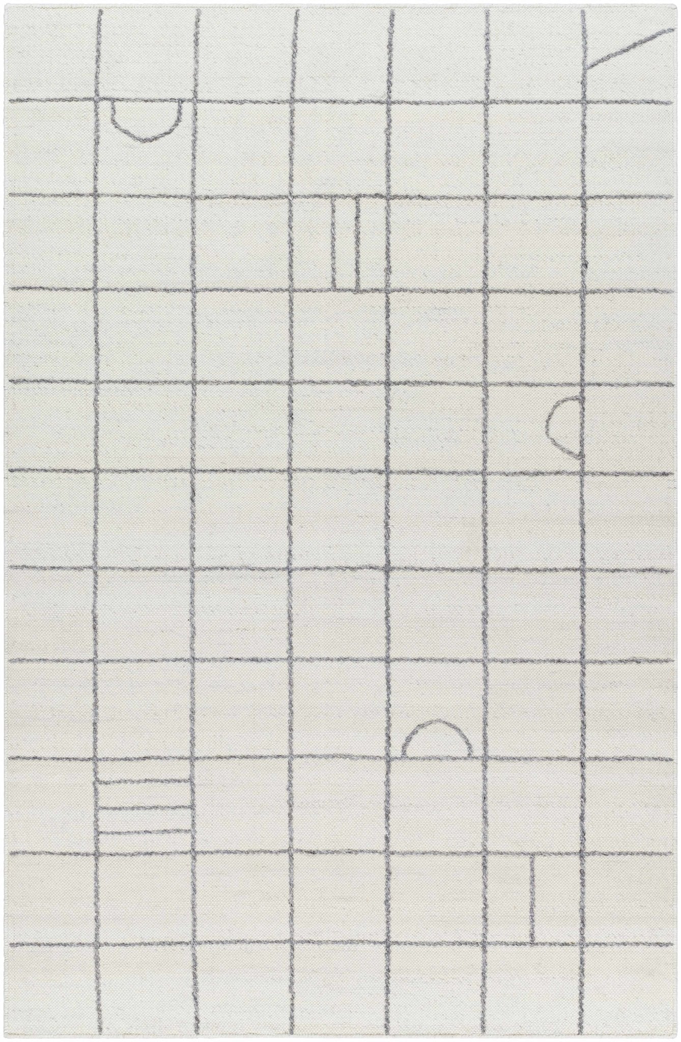 Tieve Black & White Grid Wool Rug - Quahog Bay Bedding