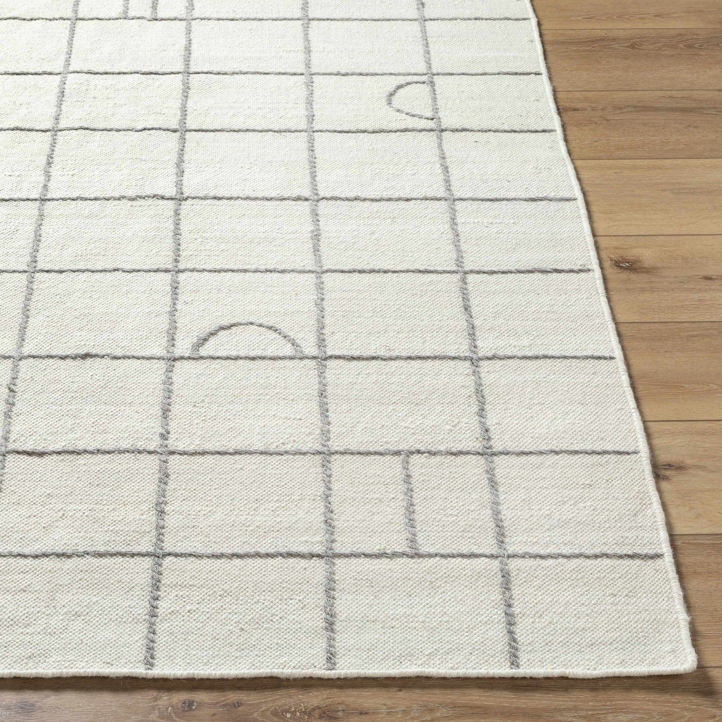 Tieve Black & White Grid Wool Rug - Quahog Bay Bedding
