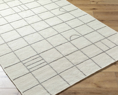 Tieve Black & White Grid Wool Rug - Quahog Bay Bedding