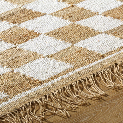 Tiria Diamond Checkered Jute Tasseled Rug - Quahog Bay Bedding