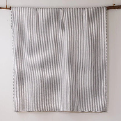 Tobago Stripe Reversible Quilt Set - Coastal Quilts - Charcoal - Quahog Bay Bedding