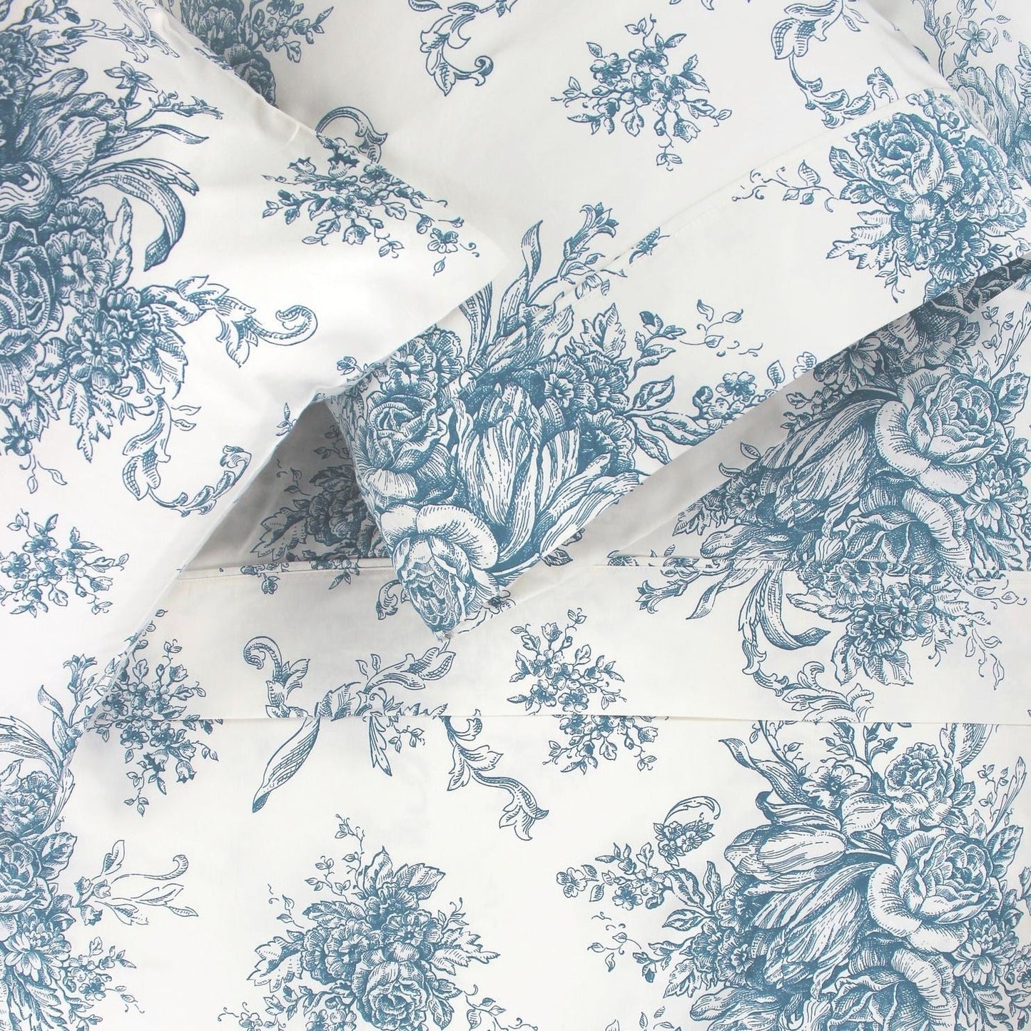 400TC Toile Vintage Inspired Floral Sheet Set - Floral Sheet Sets