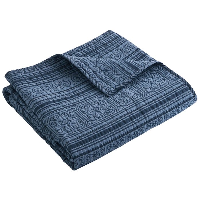Tolteca Navy Blue Quilted Nautical Throw Blanket - Quahog Bay Bedding