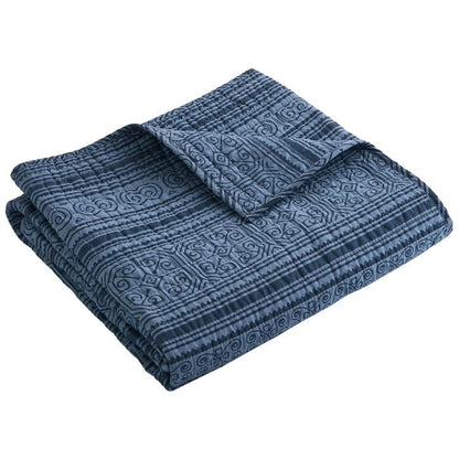 Tolteca Navy Blue Quilted Nautical Throw Blanket - Quahog Bay Bedding