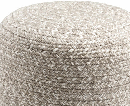 Tonanitla Natural Fiber Light Gray Knitted Pouf - Quahog Bay Bedding