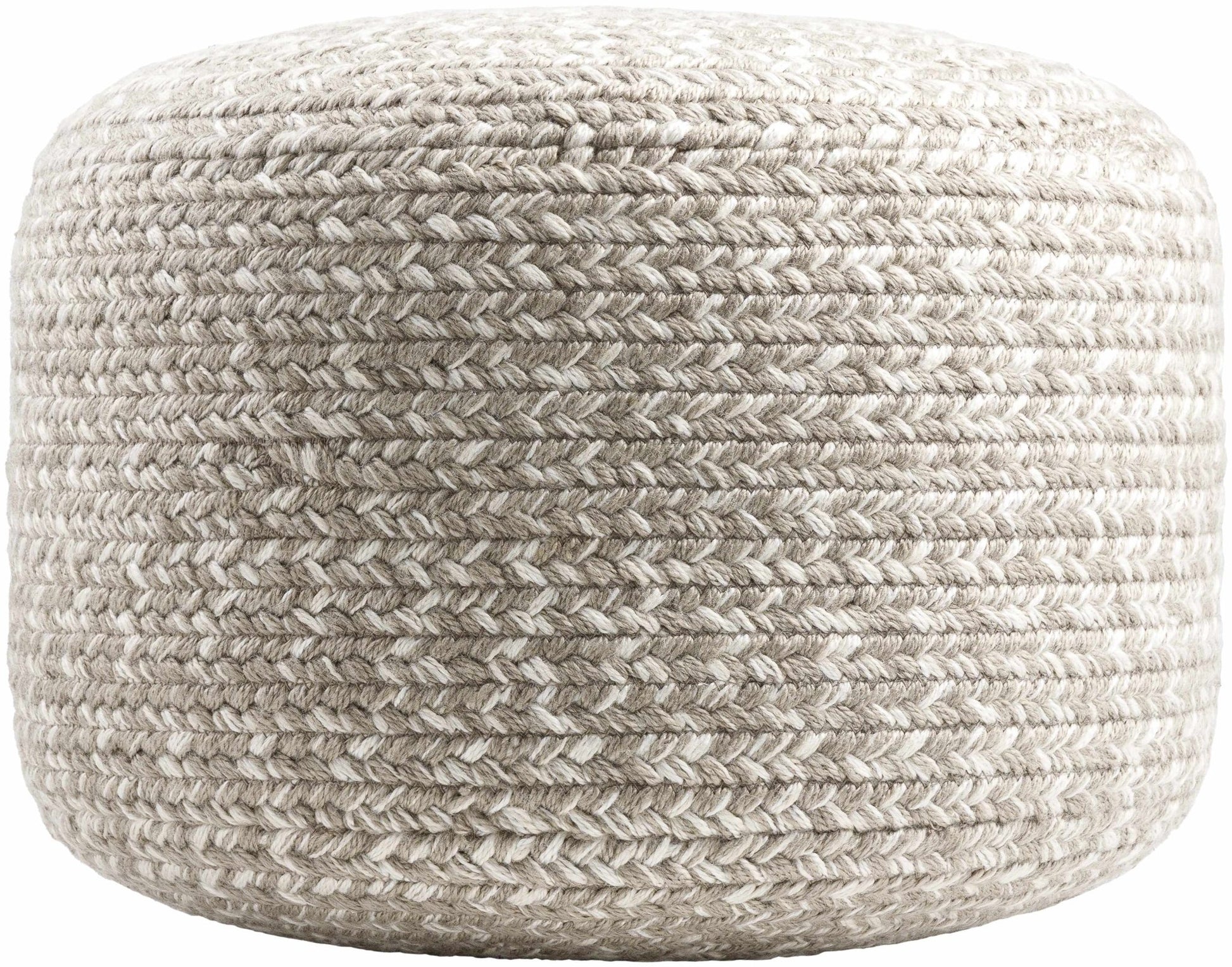 Tonanitla Natural Fiber Light Gray Knitted Pouf - Quahog Bay Bedding