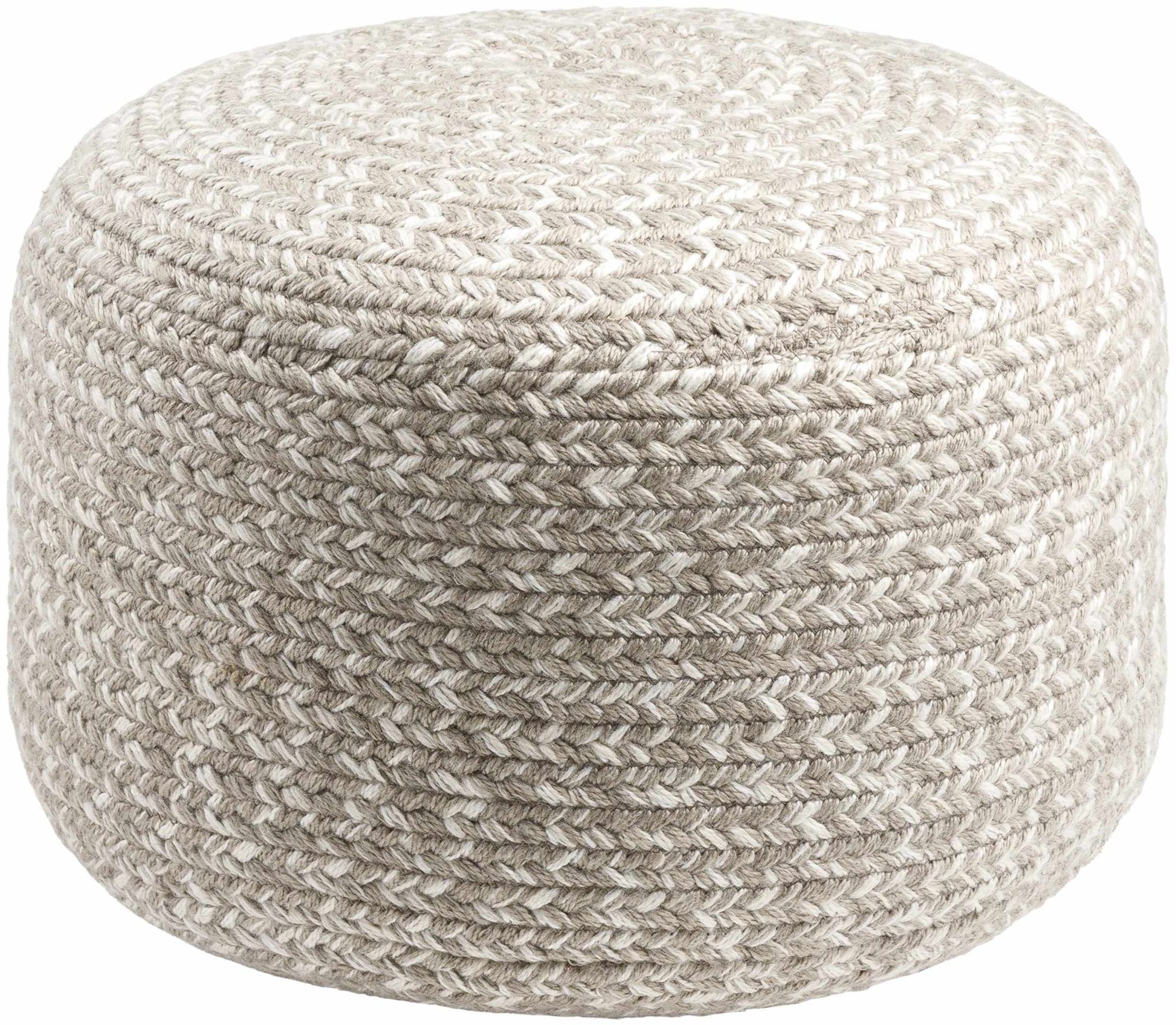 Tonanitla Natural Fiber Light Gray Knitted Pouf - Quahog Bay Bedding