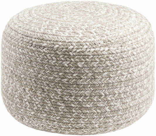 Tonanitla Natural Fiber Light Gray Knitted Pouf - Quahog Bay Bedding