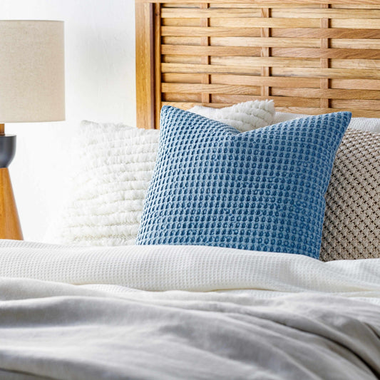 Toodyay Textured Light Blue Square Throw Pillow - Quahog Bay Bedding