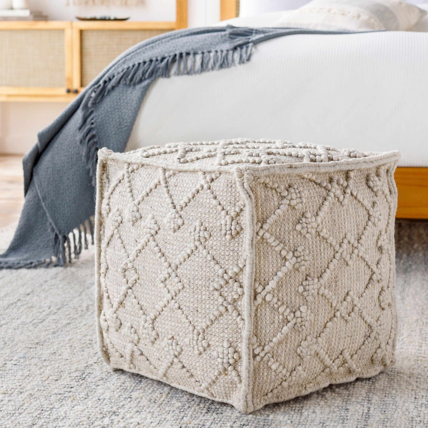 Toronto Hand Woven Wool Pouf - Quahog Bay Bedding
