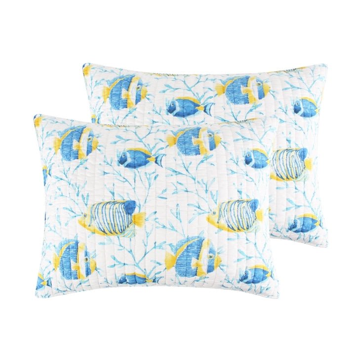 Tropical Sea Cotton Quilt Set - Fish Themed Quilts - Quahog Bay Bedding