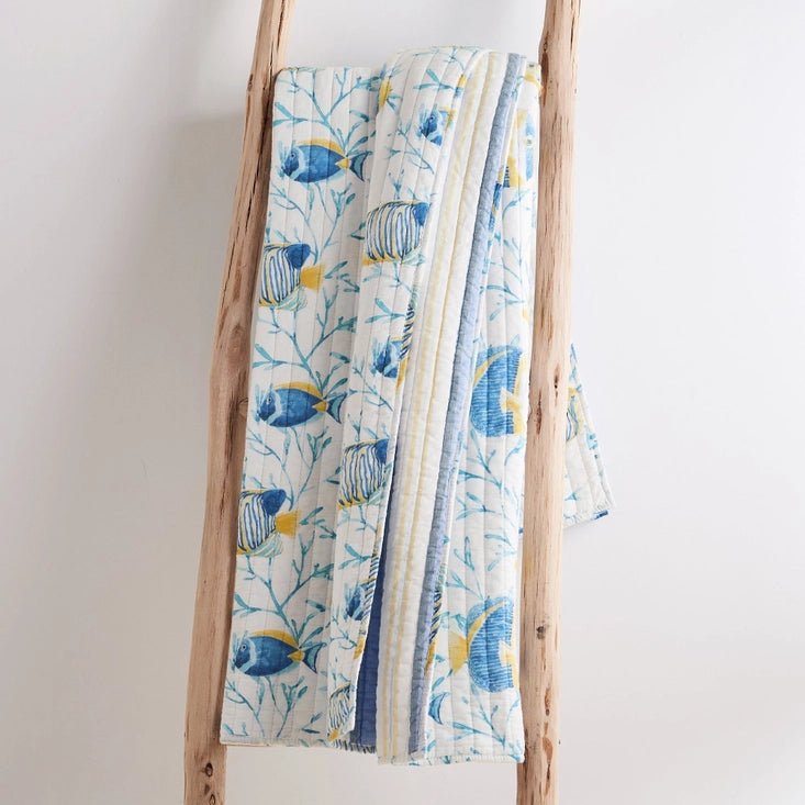 Tropical Sea Quilted Throw Blanket - Coastal Themed Throw Blankets - Quahog Bay Bedding