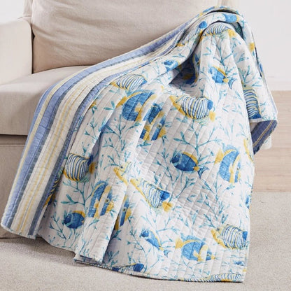 Tropical Sea Quilted Throw Blanket - Coastal Themed Throw Blankets - Quahog Bay Bedding