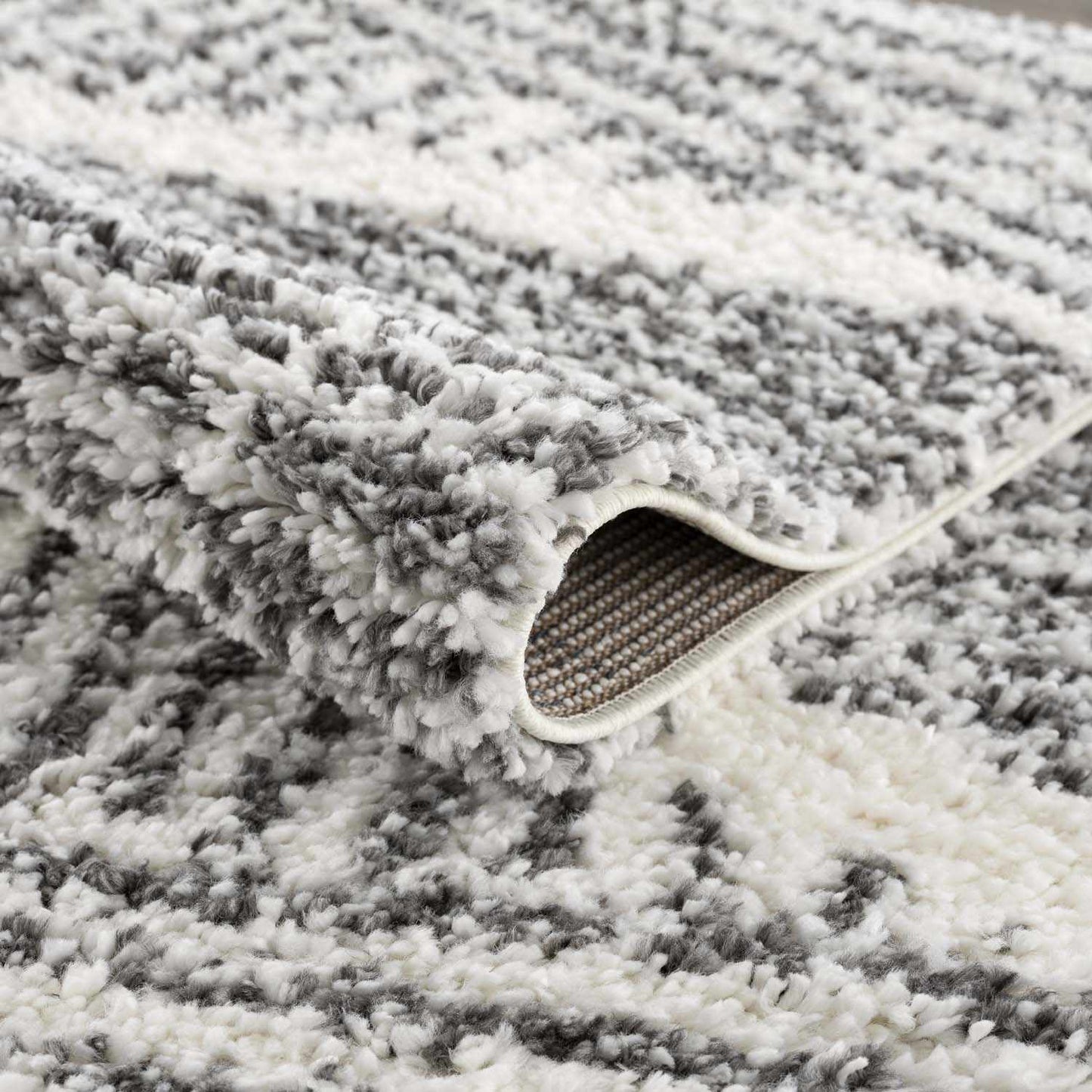 Trunding Plush Charcoal & Cream Area Rug - Plush Pile Rugs - Quahog Bay Bedding