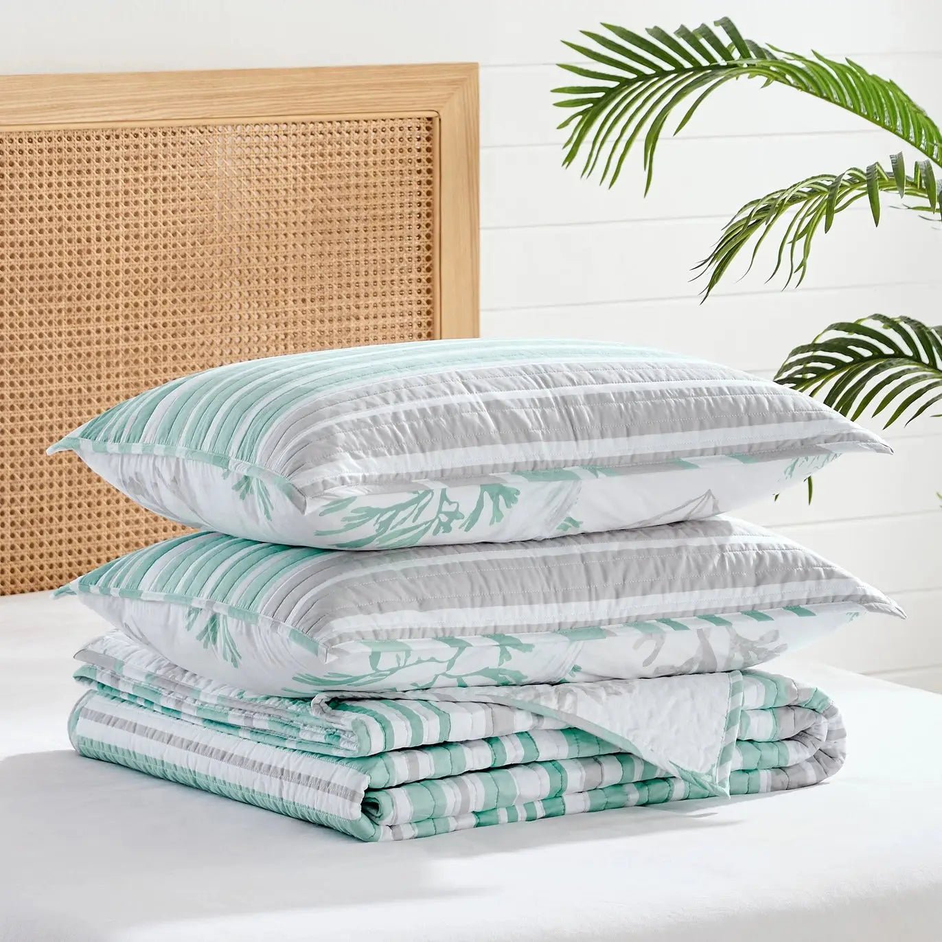 Truro 100% Cotton Quilt Cover Set Beautiful Coastal Bedding Sets - Spa Blue - Quahog Bay Bedding