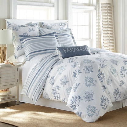 Truro Duvet Cover Set - Blue - 100% Cotton Reversible Duvet Cover Set 3PC - Quahog Bay Bedding