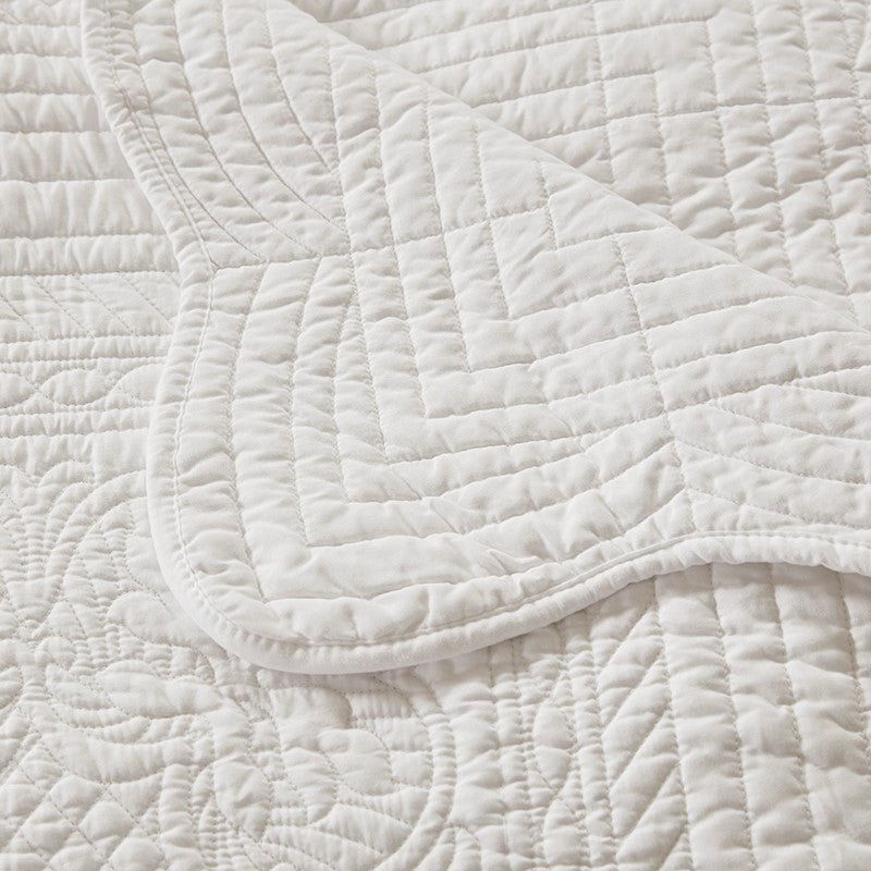 Tuscany Coastal Quilted Throw Blanket with Scalloped Edges - Quahog Bay Bedding
