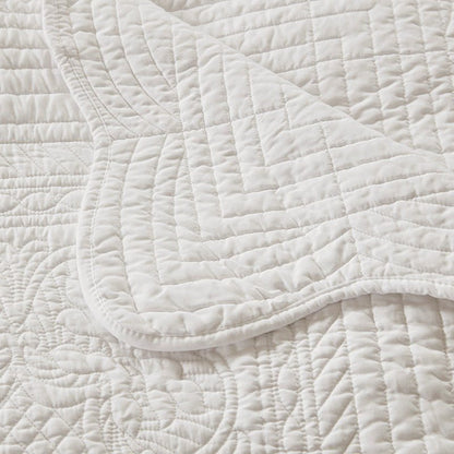 Tuscany Coastal Quilted Throw Blanket with Scalloped Edges - Quahog Bay Bedding