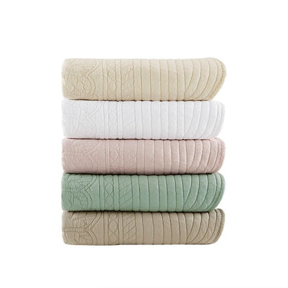 Tuscany Coastal Quilted Throw Blanket with Scalloped Edges - Quahog Bay Bedding