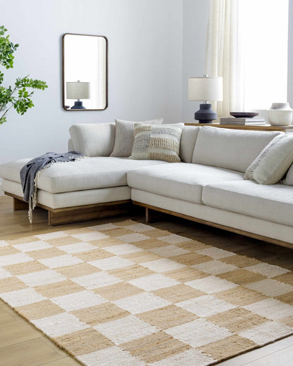 Tyhir Checkered Jute Rug - Quahog Bay Bedding