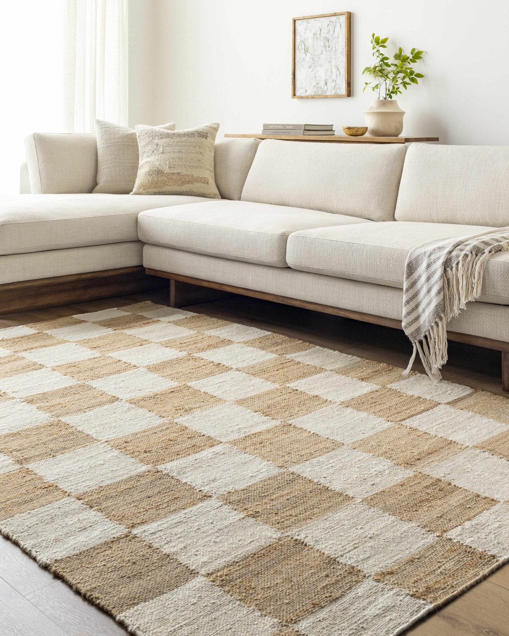 Tyhir Checkered Jute Rug - Quahog Bay Bedding