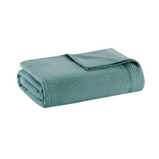 100% Certified Egyptian Cotton Blanket - Teal Blanket - Geometric Patterned Blanket - Quahog Bay Bedding