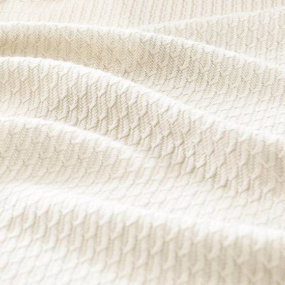 100% Certified Egyptian Cotton Cream Blanket - Geometric Patterned Blanket - Quahog Bay Bedding
