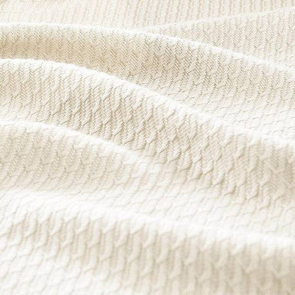 100% Certified Egyptian Cotton Cream Blanket - Geometric Patterned Blanket - Quahog Bay Bedding
