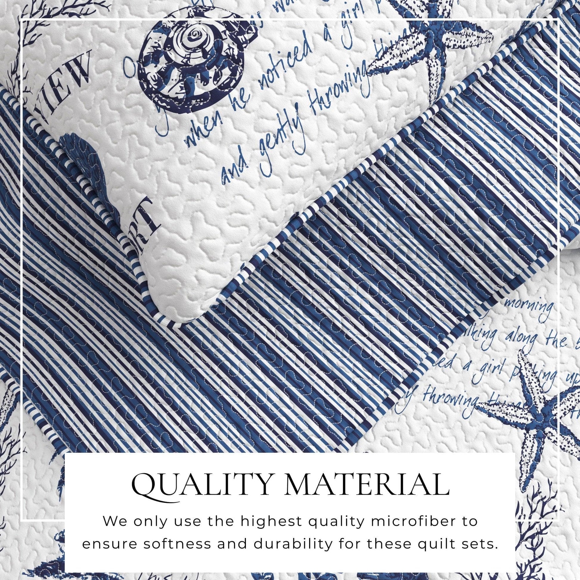 Universal V Berth Coastal Catalina Quilt Set 3PC Boat Bedding Set - Quahog Bay Bedding