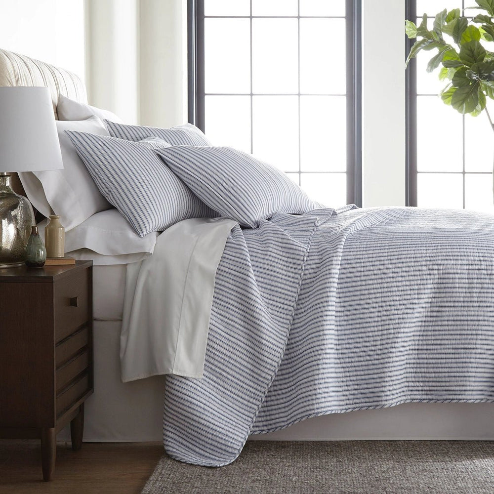 Universal V Berth Tobago Stripe Reversible Boat Quilt Set - Boat Bedding - Quahog Bay Bedding