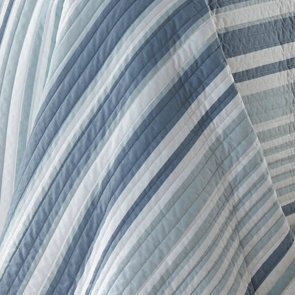 Truro Quilt Set - 100% Cotton Beautiful Coastal Bedding Set - Blue - Quahog Bay Bedding
