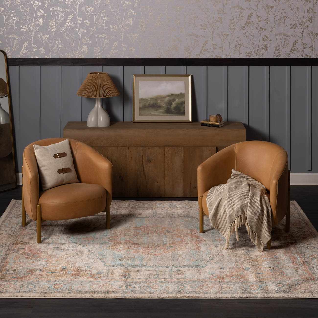 Vaeda Blue & Beige Thick Luxe Rug - Quahog Bay Bedding