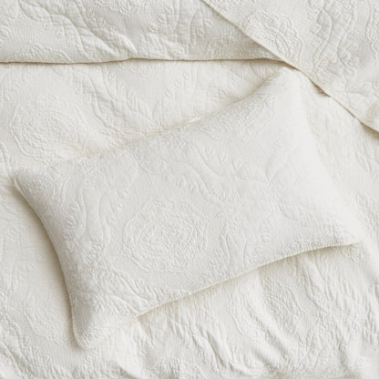 Ivory Paisley Damask Stitch Matelassé Cotton Quilt Set - Quahog Bay Bedding