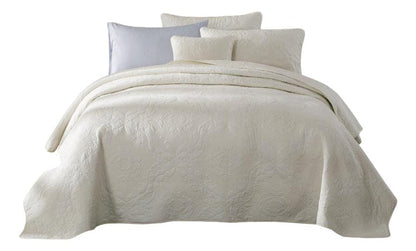 Ivory Paisley Damask Stitch Matelassé Cotton Quilt Set - Quahog Bay Bedding
