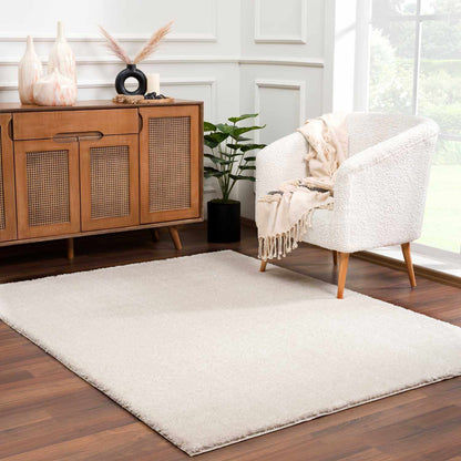Velora Light Beige Wavy Abstract Modern Minimalist Polyester Machine Woven Area Rug - Quahog Bay Bedding