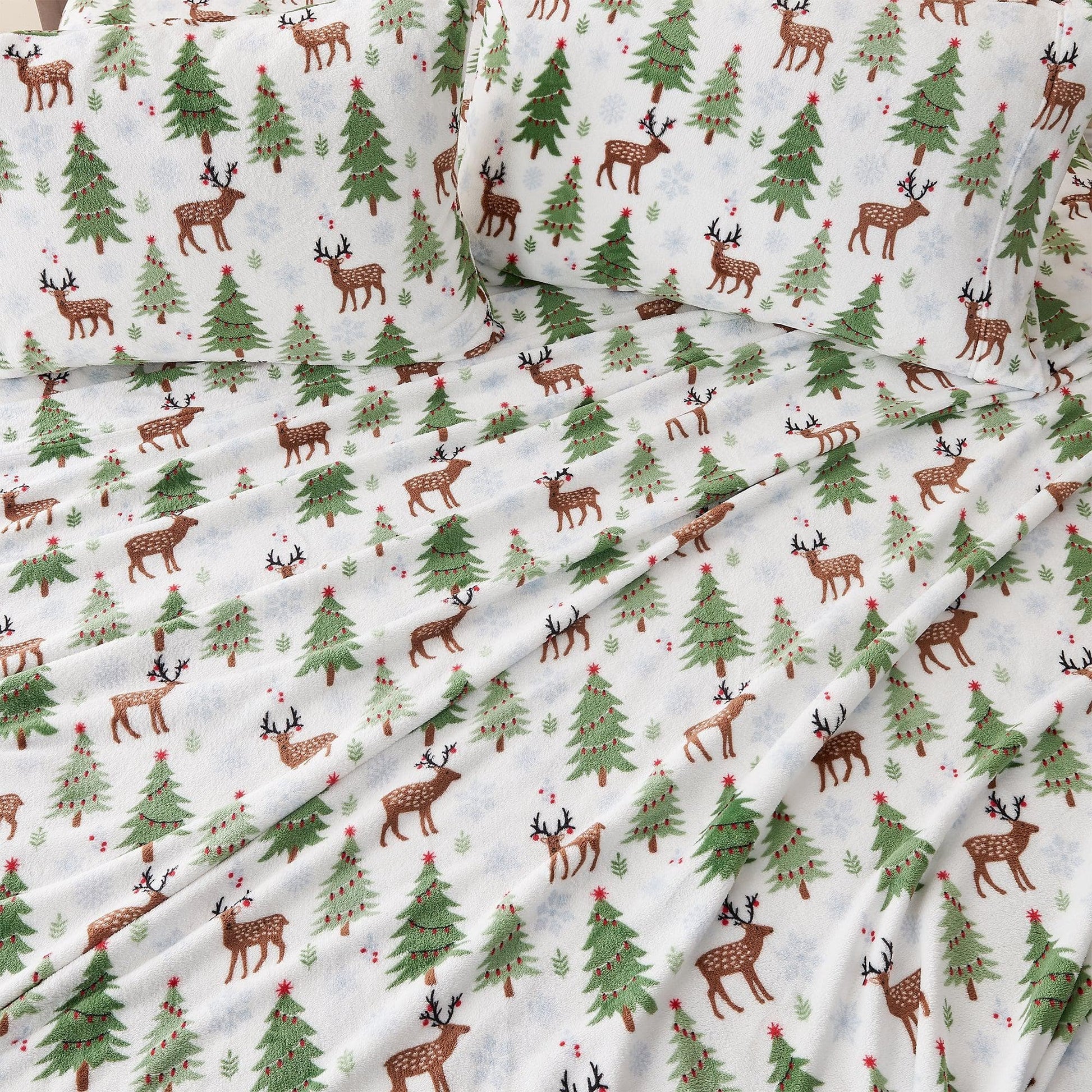 Velvet Luxe Printed Plush Sheet - Winter & Christmas Themed Bedding - Quahog Bay Bedding
